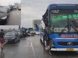 Tai nạn liên hoàn trên cầu Thăng Long, giao thông ùn tắc nghiêm trọng