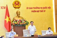Chủ tịch Quốc hội Vương Đình Huệ phát biểu tại phiên họp (Ảnh Duy Linh).