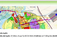 Sơ đồ tuyến đường sắt Thủ Thiêm-Long Thành có chiều dài gần 37,5km. (Ảnh: H.M).