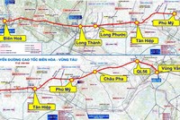 Hướng tuyến Dự án đường cao tốc Biên Hòa - Vũng Tàu.