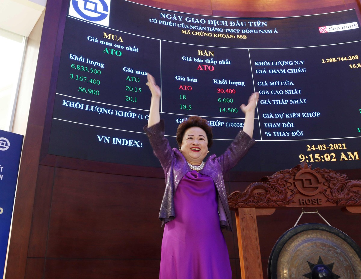 Madam Nga bày tỏ cảm xúc đặc biệt trong màu tím ngày chào sàn cổ phiếu của SeABank ảnh 4