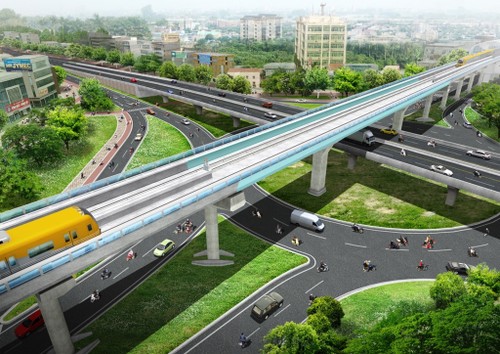 Phối cảnh đường trên cao của tuyến metro 33.000 tỷ ở Hà Nội