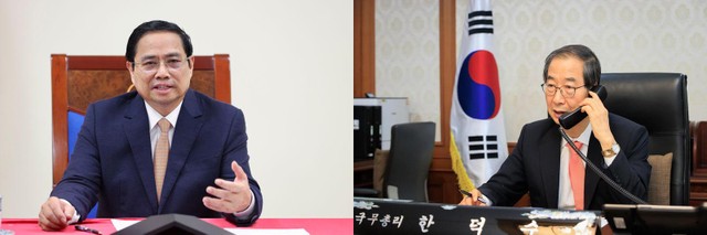 Thủ tướng Phạm Minh Chính điện đàm với Thủ tướng Hàn Quốc Han Duck-soo ảnh 1