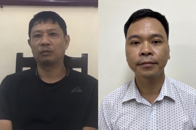 Bị can Bùi Quốc Việt (trái) và bị can Võ Việt Hùng.