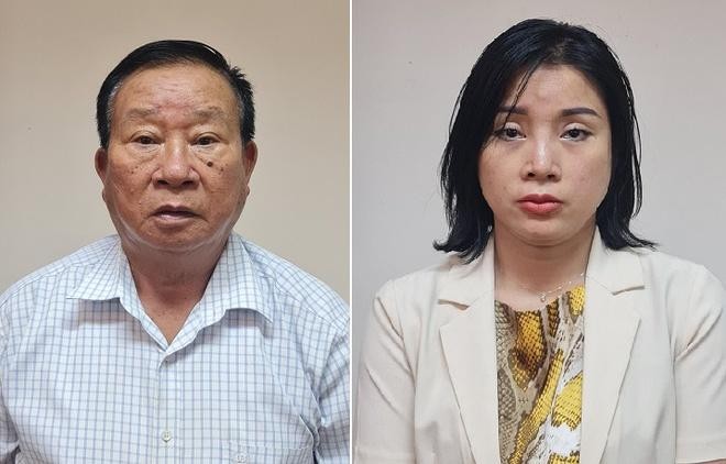 Hai bị can Phạm Huy Lập và Phạm Thị Kim Oanh. Ảnh: Bộ Công an.