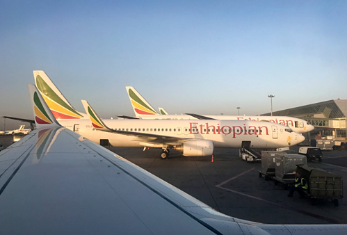 Máy bay Boeing 737 của Ethiopian Airlines tại Sân bay Quốc tế Bole. Ảnh: AP.