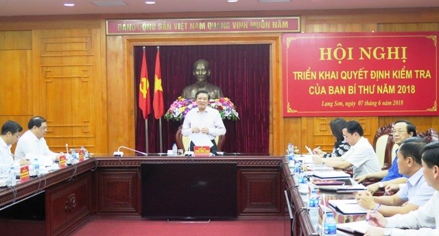 Hội nghị triển khai quyết định kiểm tra của Ban Bí thư năm 2018 tại Lạng Sơn.