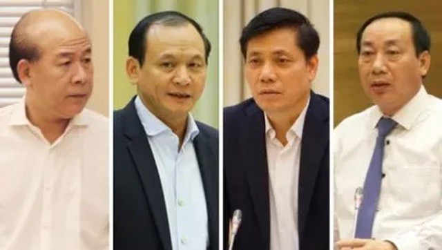 Các Thứ trưởng và nguyên Thứ trưởng Bộ GTVT (từ trái qua): Nguyễn Văn Công, Nguyễn Nhật, Nguyễn Ngọc Đông và Nguyễn Hồng Trường.
