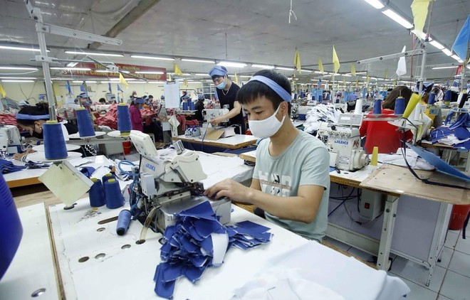 Sản xuất sản phẩm may mặc tại Công ty Cổ phần may Tiên Hưng (huyện Tiên Lữ, Hưng Yên). (Ảnh: Phạm Kiên/TTXVN).