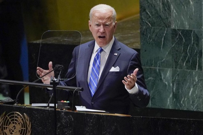 Tổng thống Mỹ Joe Biden phát biểu tại Đại hội đồng Liên Hợp Quốc. Ảnh: AP.