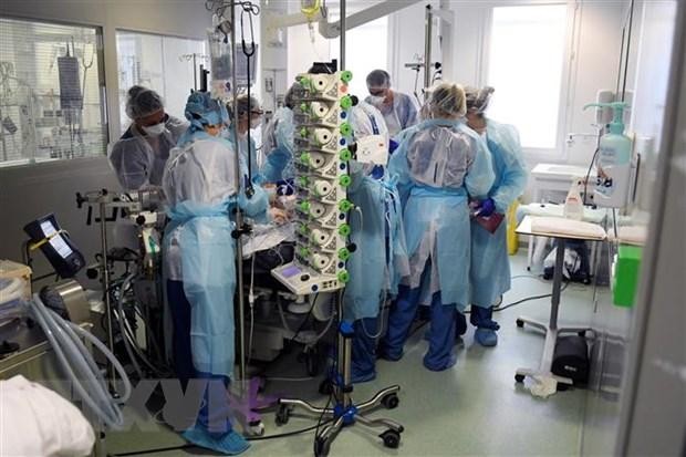 Nhân viên điều trị cho bệnh nhân COVID-19 tại bệnh viện ở Marseille, Pháp. (Ảnh: AFP/TTXVN).