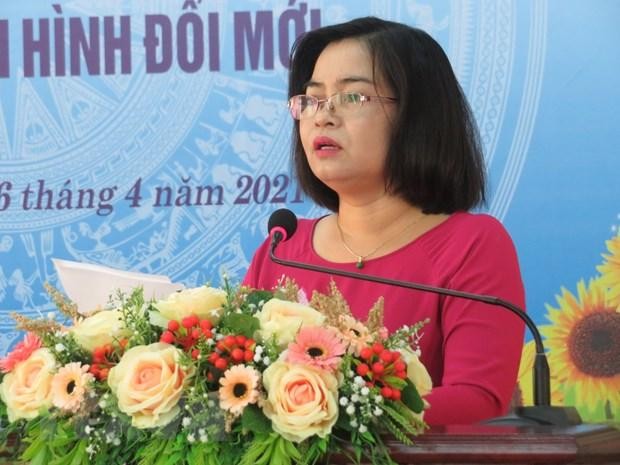 Bà Trần Hồng Thắm khi làm Giám đốc Sở Giáo dục và Đào tạo thành phố Cần Thơ. (Ảnh: Ánh Tuyết/TTXVN).