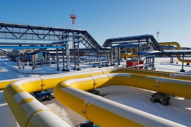 Đường ống dẫn khí đốt tại trạm máy nén Atamanskaya, cơ sở thuộc dự án Power Of Siberia của Gazprom bên ngoài thị trấn Svobodny, thuộc vùng Amur, Nga. Ảnh: Reuters.