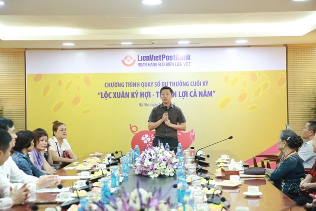 Ông Vũ Quốc Khánh, Phó tổng giám đốc LienVietPostBank phát biểu tại sự kiện