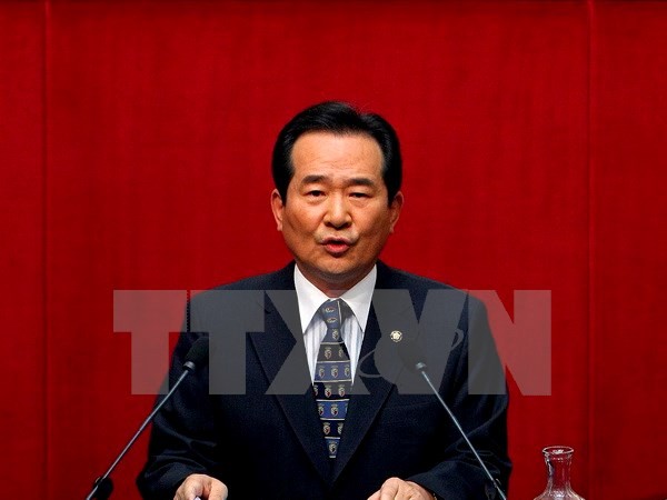 Chủ tịch Quốc hội Hàn Quốc Chung Sye-kyun phát biểu tại thủ đô Seoul. (Nguồn: EPA/TTXVN)