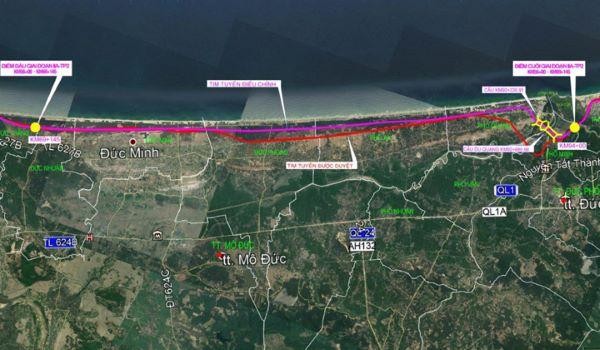 Quy hoạch tuyến ven biển Dung Quất-Sa Huỳnh đoạn từ TP Quảng Ngãi-Mộ Đức-Đức Phổ