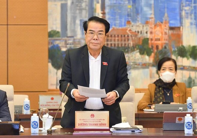 Trưởng Ban Dân nguyện Dương Thanh Bình báo cáo tại cuộc họp. 