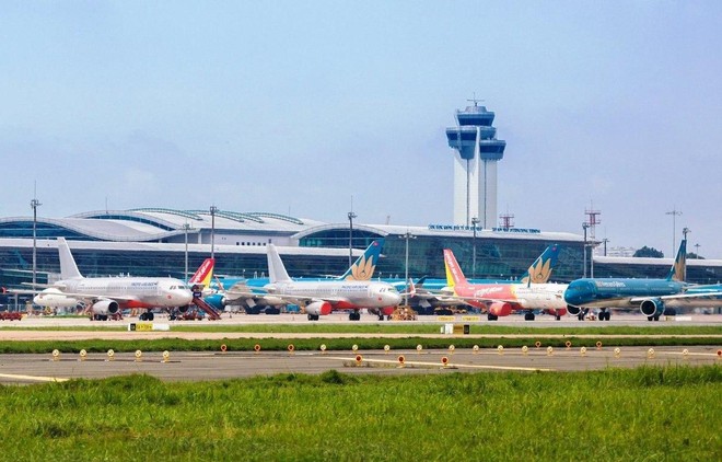 Máy bay của các hãng hàng không tại sân bay Tân Sơn Nhất. Ảnh: CTV/Vietnam+