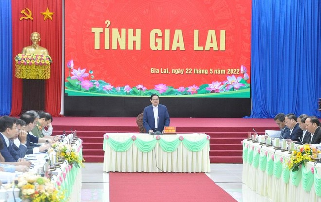 Thủ tướng Chính phủ Phạm Minh Chính làm việc lãnh đạo với tỉnh Gia Lai trong sáng ngày 22/5.