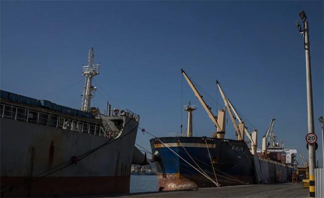 Một tàu chở hàng từ Nga đã dỡ phân bón lên xe tải tại Cảng Santos, ở Sao Paulo, Brazil. Ảnh: Nytimes.com