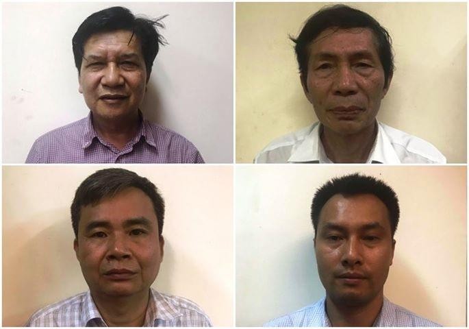 Các bị can (từ trái qua phải) Trần Ngọc Hà, Lâm Chí Quang, Vũ Từ Công, Nguyễn Mạnh Chung. Ảnh: Bộ Công an.