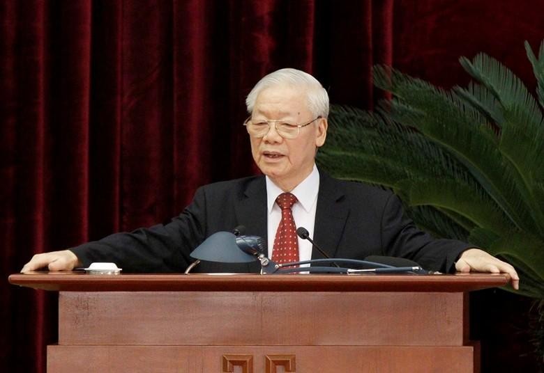 Tổng Bí thư Nguyễn Phú Trọng phát biểu bế mạc Hội nghị Trung ương 4 (khóa XIII) ngày 7/10/2021.