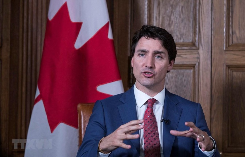 Thủ tướng Canada Justin Trudeau trả lời phỏng vấn tại Ottawa, Ontario, Canada. (Ảnh: AFP/TTXVN).