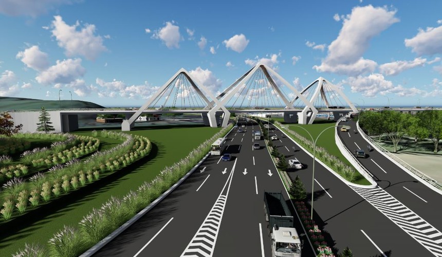 Phối cảnh Dự án nút giao thông khác mức đường Hùng Vương với Quốc lộ 1.