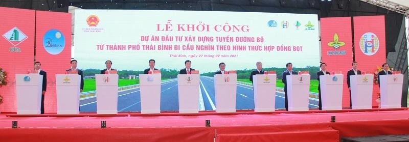 Khởi công Dự án đầu tư xây dựng tuyến đường bộ từ thành phố Thái Bình đi cầu Nghìn