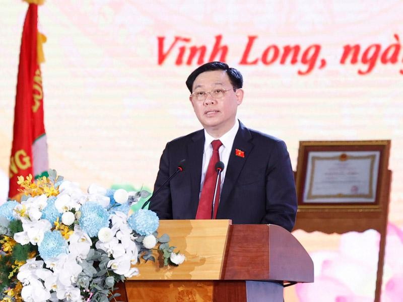 Chủ tịch Quốc hội Vương Đình Huệ phát biểu tại Lễ kỷ niệm.